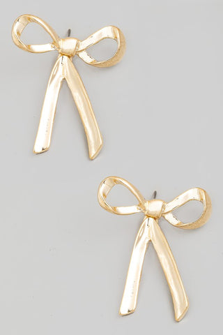 Metallic Bow Tie Ribbon Post Earrings