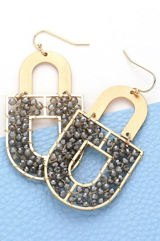 Faceted Beaded Geometric Dangle Earrings