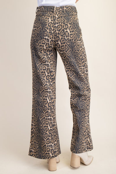 Plot Twist Leopard Print Flare Jeans