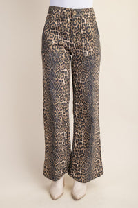 Plot Twist Leopard Print Flare Jeans