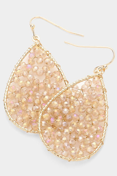 Faceted Beaded Teardrop Dangle Earrings