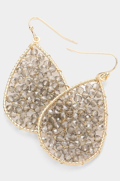 Faceted Beaded Teardrop Dangle Earrings