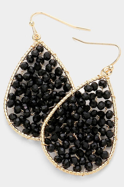 Faceted Beaded Teardrop Dangle Earrings