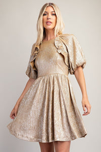 Glittery Confessions Puff Sleeve Dress