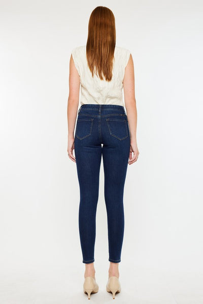 Kan Can Dark High Rise Ankle Skinny Jeans