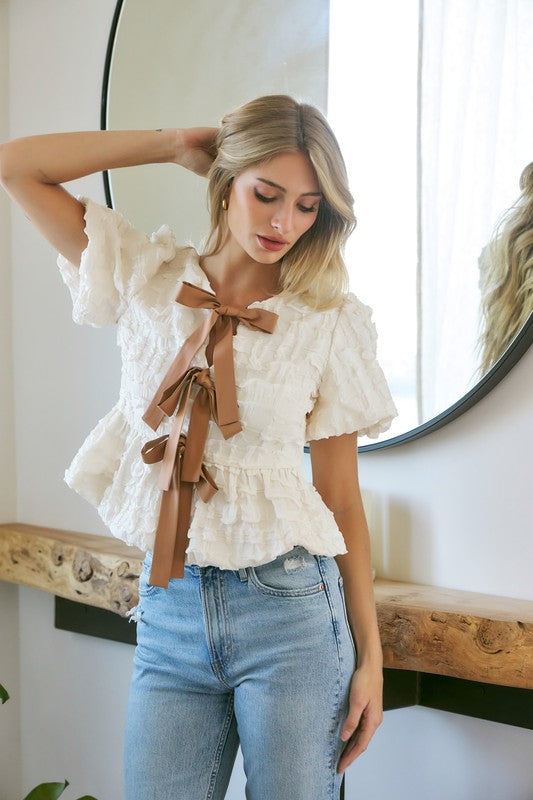 Bubbly Brunch Tie Front Top