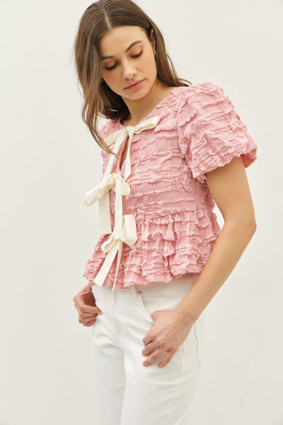 Bubbly Brunch Tie Front Top