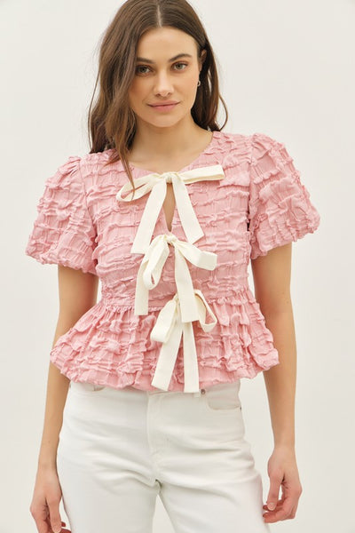 Bubbly Brunch Tie Front Top