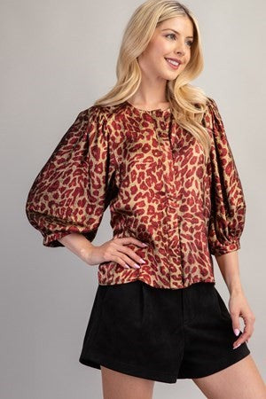 Settle In Animal Print Blouse