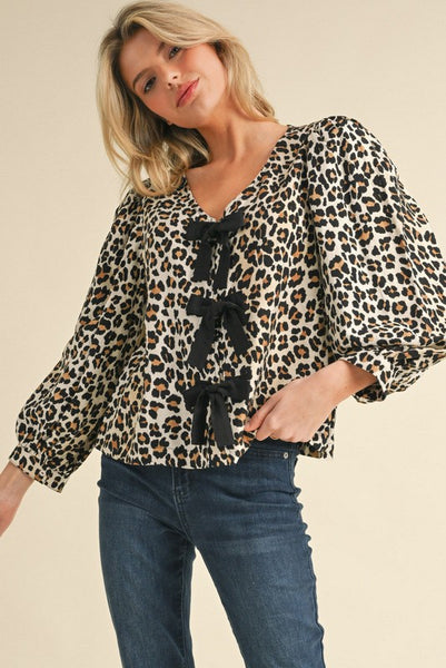 For The Love Of Leopard Bow Blouse