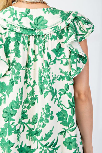 Social Call Printed Dress- Green