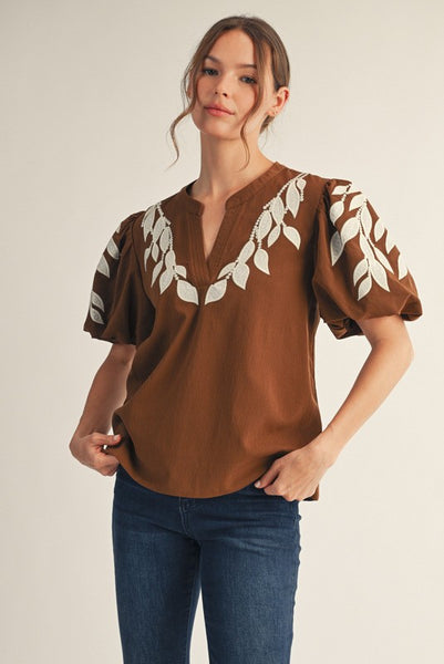 Calling You Embroidered Top