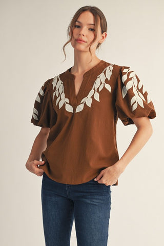 Calling You Embroidered Top