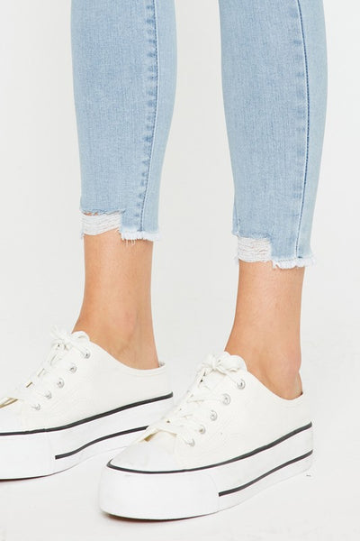 Kan Can Mid Rise Skinny Jeans- Light Wash