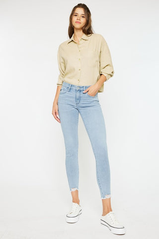 Kan Can Mid Rise Skinny Jeans- Light Wash
