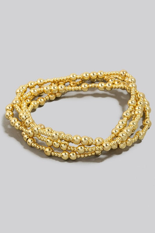 Gold Dipped Mixed Beaded Bracelet Set