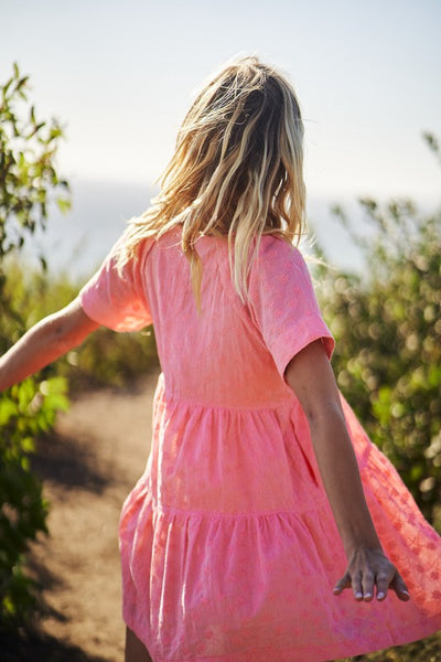 Coral Cutie Embroidered Dress