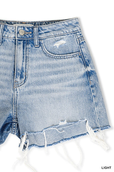 Zenana Distressed Denim Shorts
