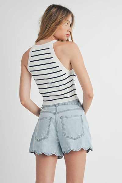 The Addy Scalloped Denim Shorts