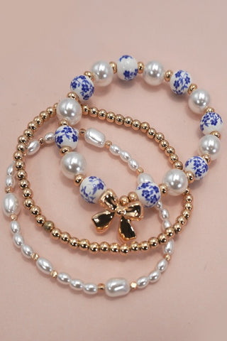 Blue Bow Multi Layer Bracelet