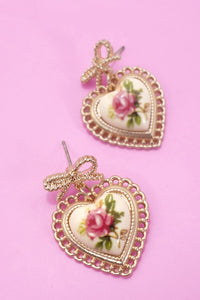Rose Bow Drop Earrings