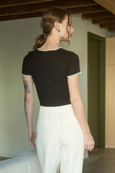 Casual Charm Scallop Trim Top