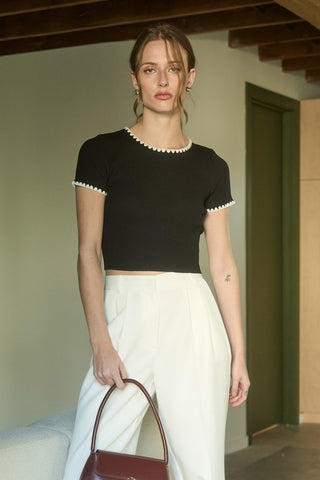 Casual Charm Scallop Trim Top