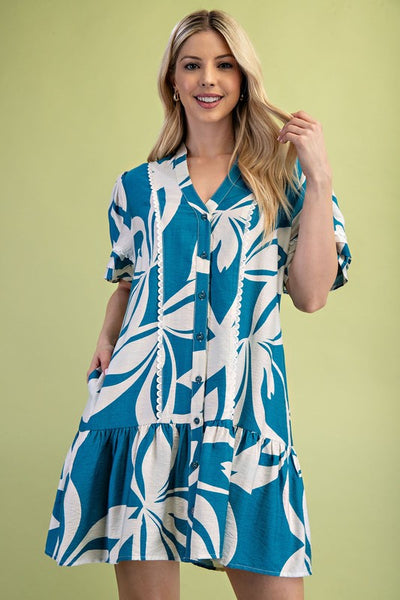 Under The Palms Leaf Print Dress