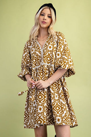 Golden Hour Printed Babydoll Dress