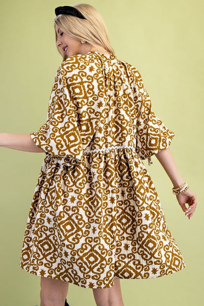 Golden Hour Printed Babydoll Dress