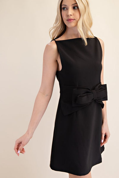 Heart To Heart Bow Dress- Black