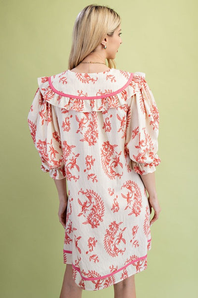 Ocean Eyes Collar Dress- Raspberry