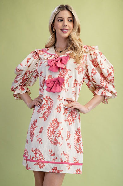 Ocean Eyes Collar Dress- Raspberry
