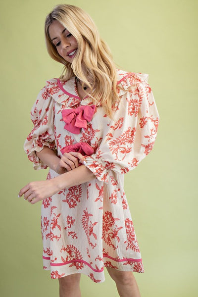 Ocean Eyes Collar Dress- Raspberry