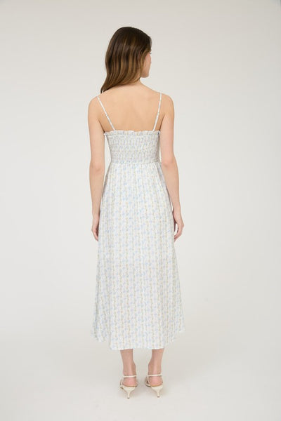 Unforgettable Love Floral Bow Midi Dress- Blue