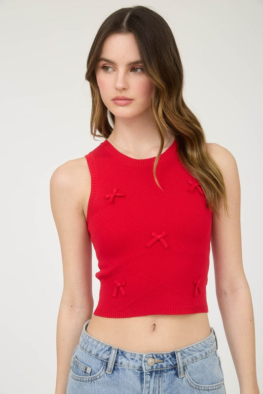 Heart Flutters Bow Sweater Top