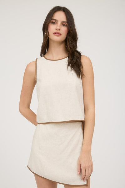 Talk Of The Town Linen Crop Top- Natural
