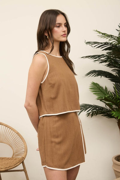 Talk Of The Town Wrap Linen Skort
