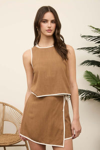 Talk Of The Town Wrap Linen Skort