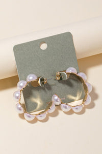 Pearl Studded Hoop Earring