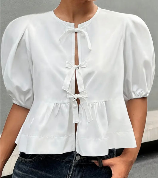 Classy Moment Tie Front Top