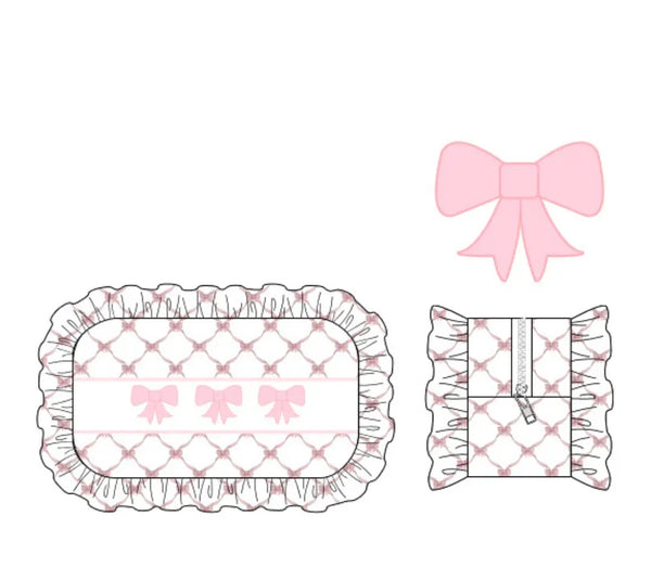 Pink Bows Smocked Toiletry Bag