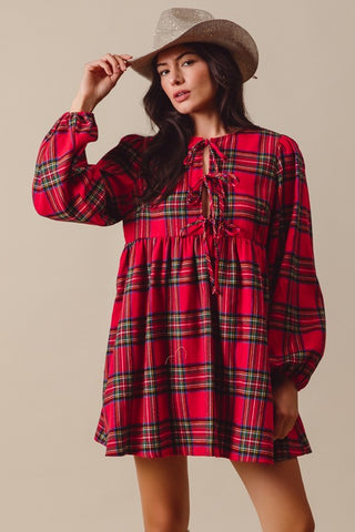 Timeless Style Plaid Front Tie Dress