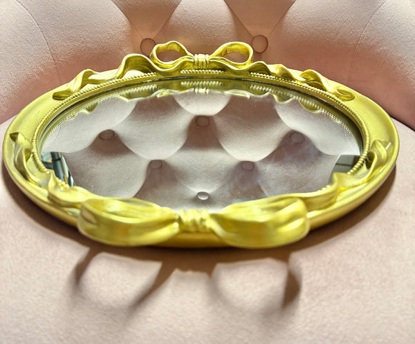 Gold Bow Mirrored Tray- Small