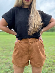 Iconic Suede Shorts- Camel