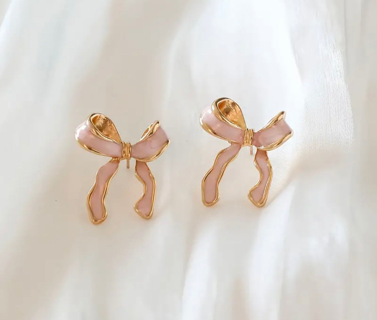 Pink Bow Stud Earrings