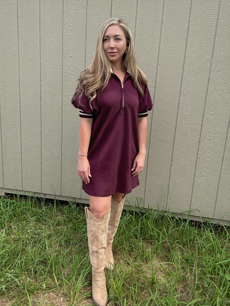 Casual Outing Contrast Zip Dress