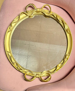 Gold Bow Mirrored Tray- Large