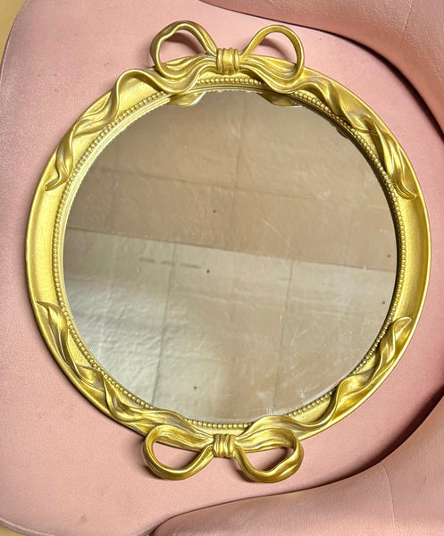 Gold Bow Mirrored Tray- Large