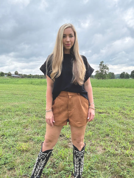 Iconic Suede Shorts- Camel